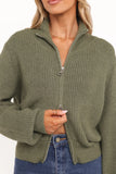 Kourtney Zip Cardigan Olive