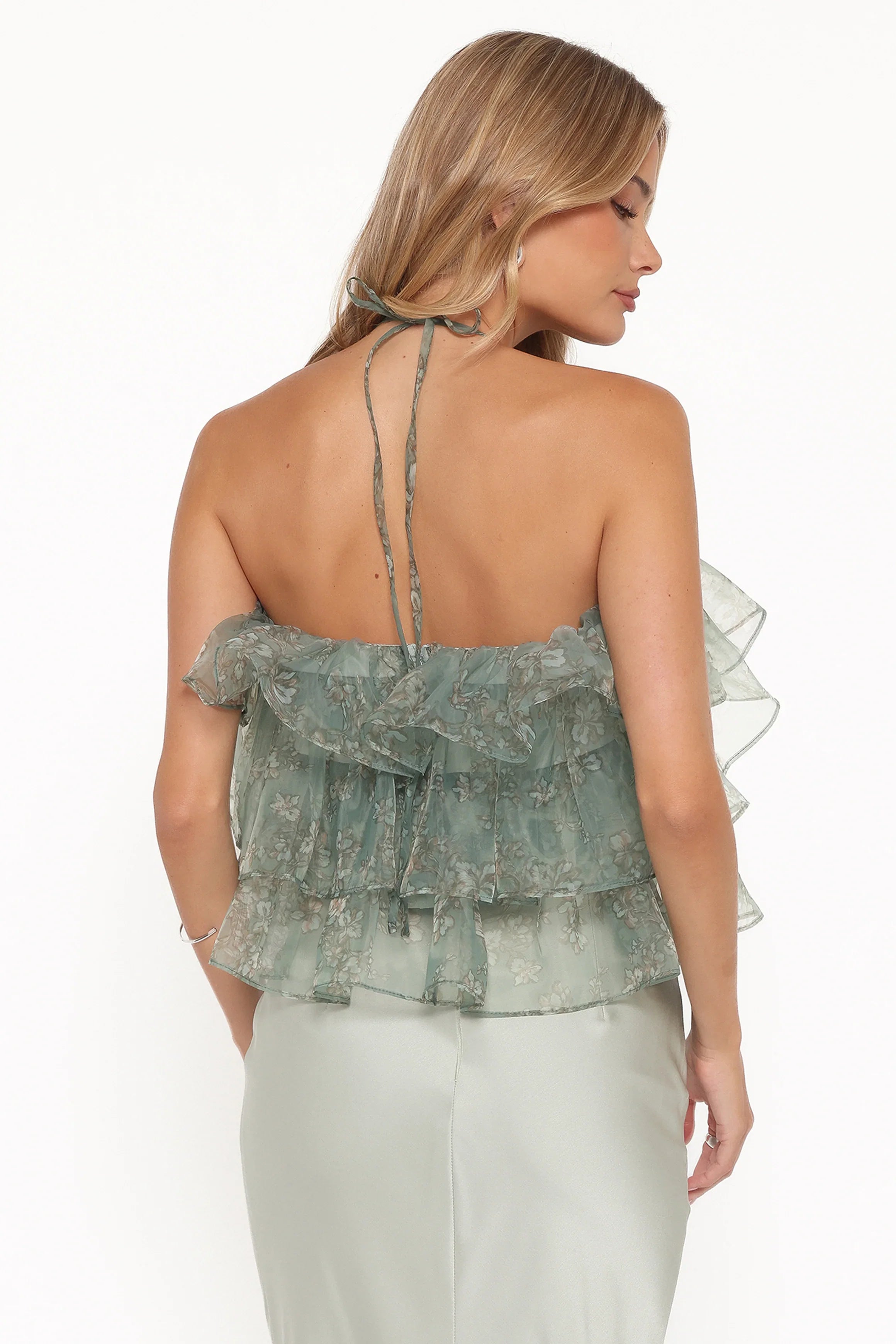 Taelya Flounce Top Mint Green Floral