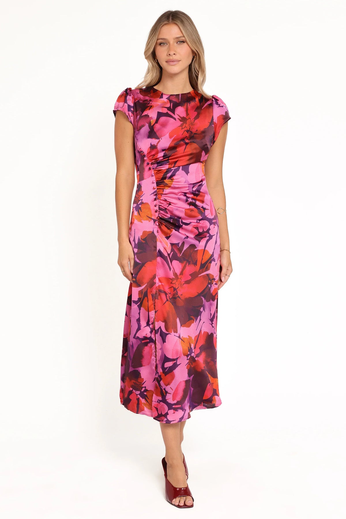 Lisbeth Midi Dress Magenta Floral