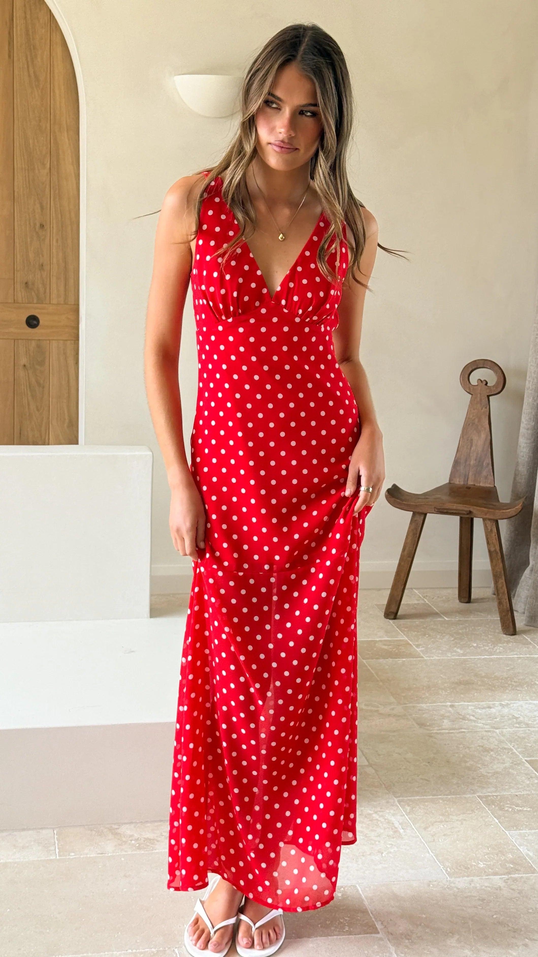 Oriella Maxi Dress Red Polka