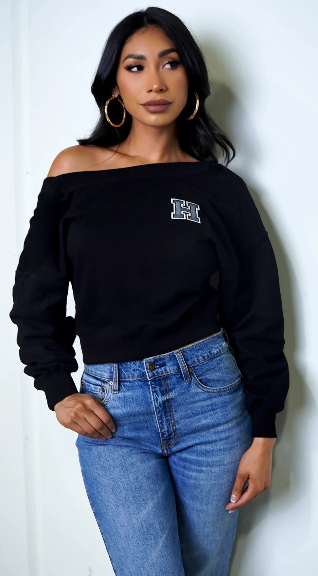 Kali Off Shoulder Sweater Black