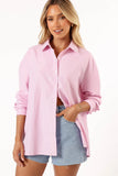 Murphy Button Up Long Sleeve Top Pink Stripe