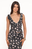 Kedra Tie Shoulder Top Dark Floral