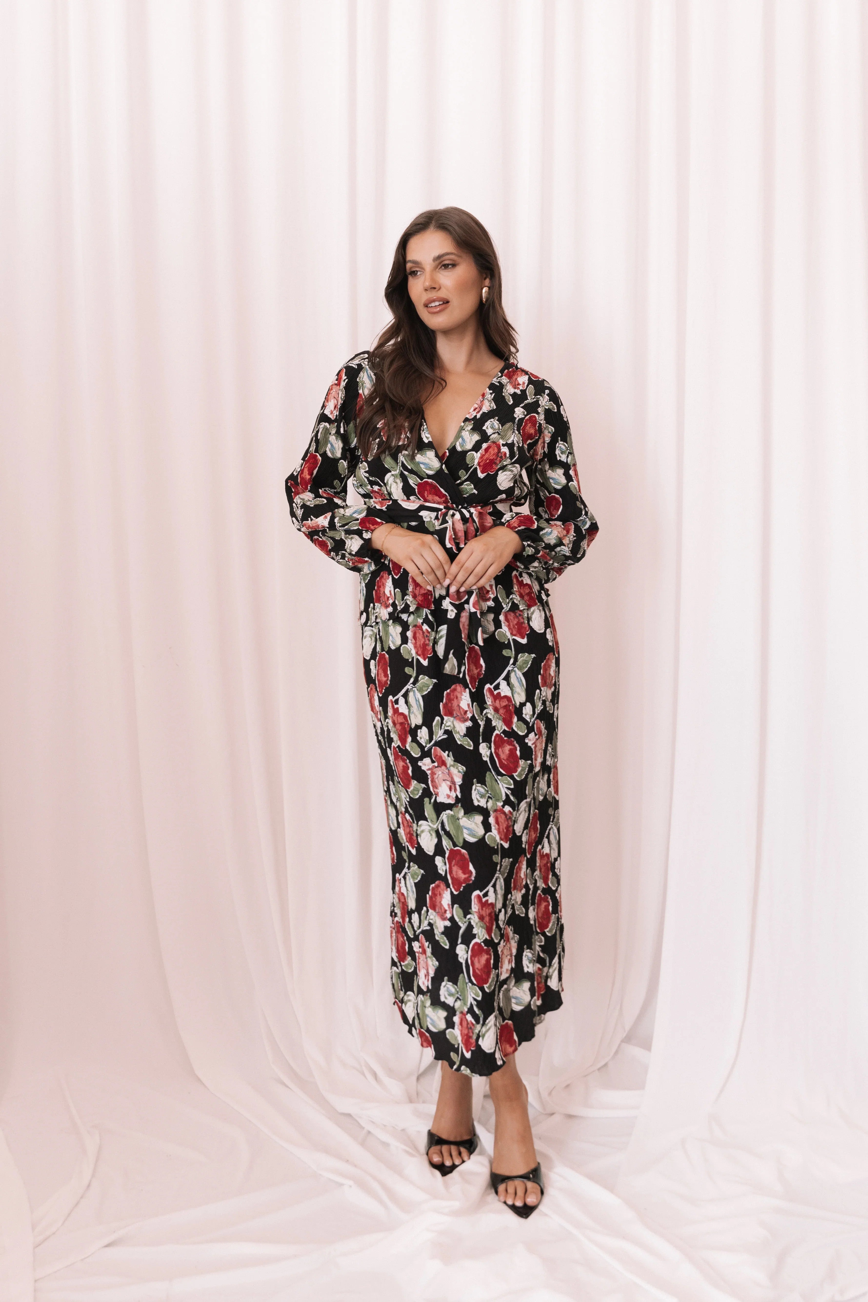 Minelli Pleat Midi Skirt Black Rose