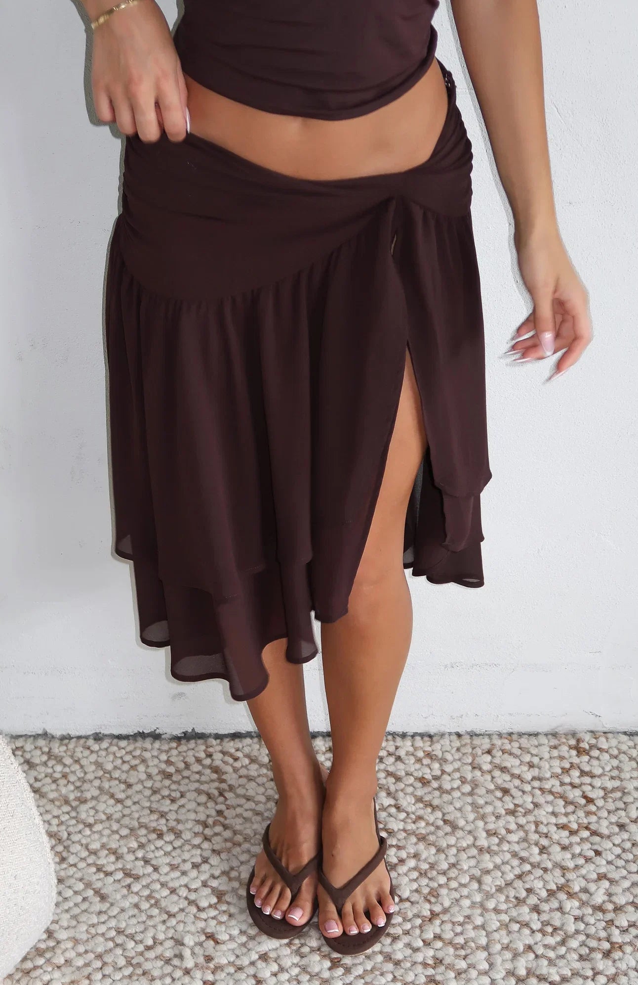 Just Keep Watching Midi Skirt Chocolate