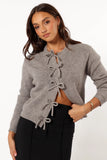 Wilde Bow Front Cardigan Light Grey