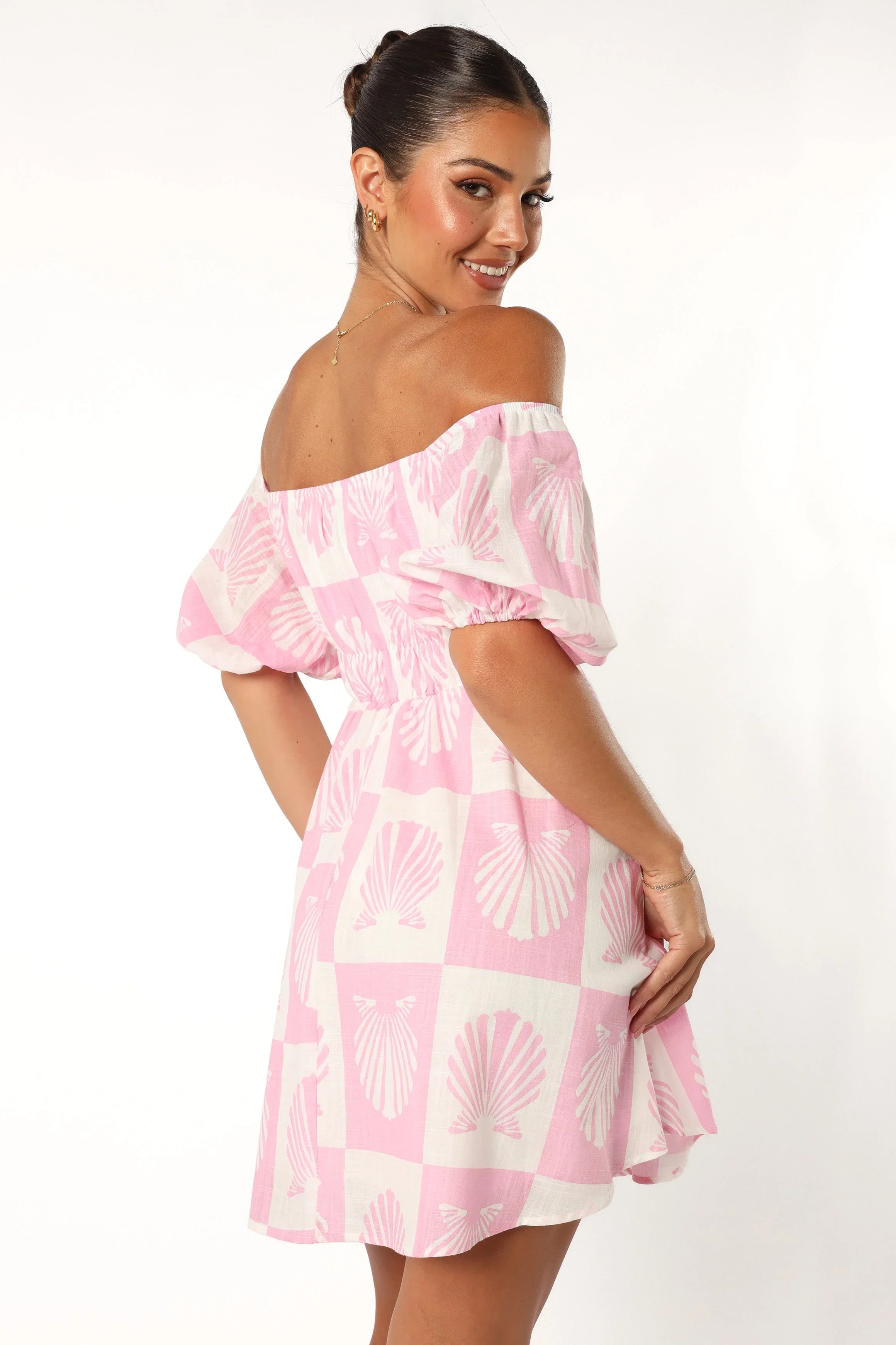 Rocco Off Shoulder Mini Dress Pink