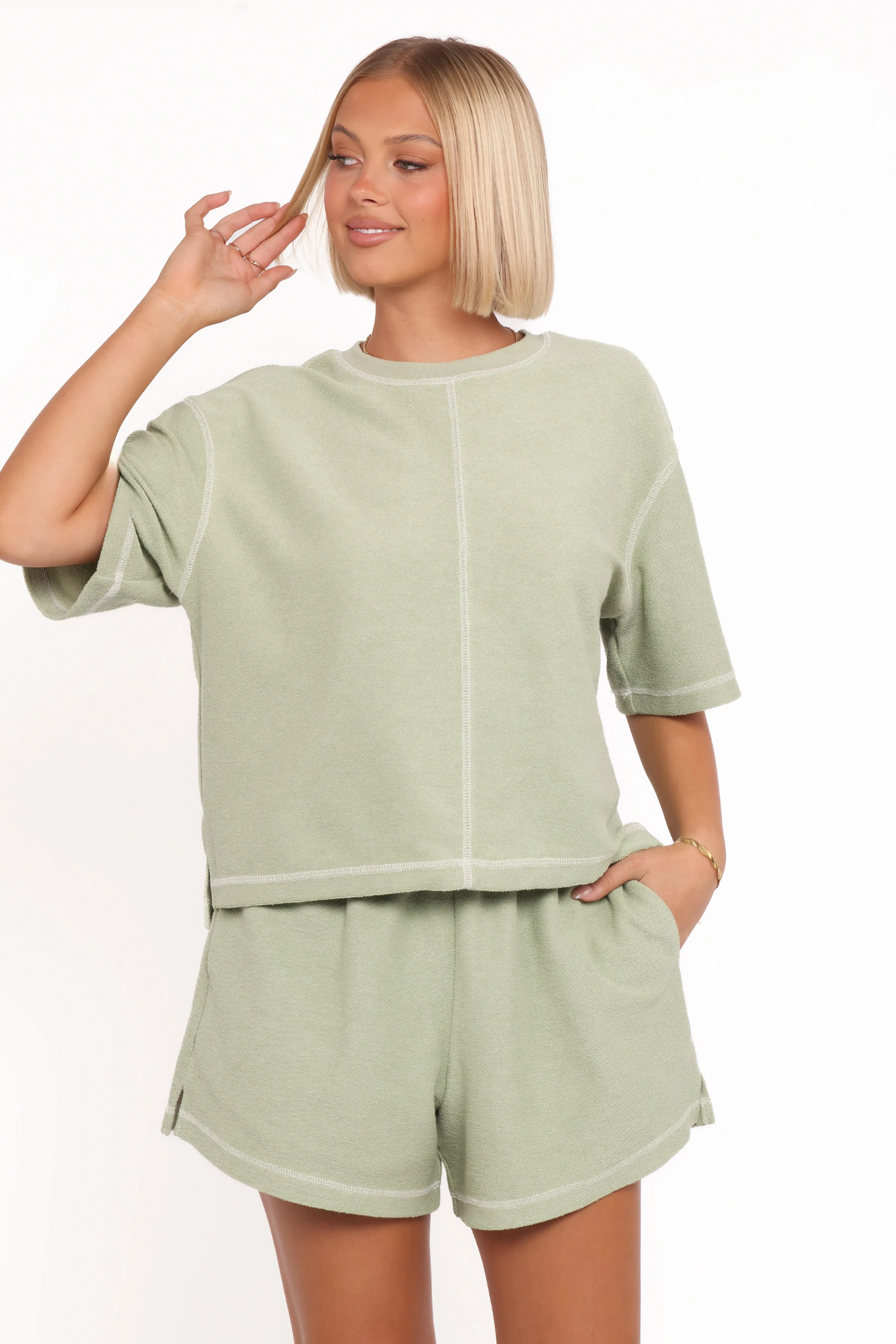Melody Knit Short Set Matcha