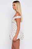 The Moment I Met You Mini Dress Cream Black Polka Dot