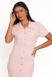 Aisha Short Sleeve Knit Midi Dress Pink