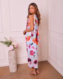 Silken Garden Draped Floral One Shoulder Maxi Dress