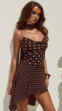Alora Scoop Neck Mini Dress Choc Lemon Polka