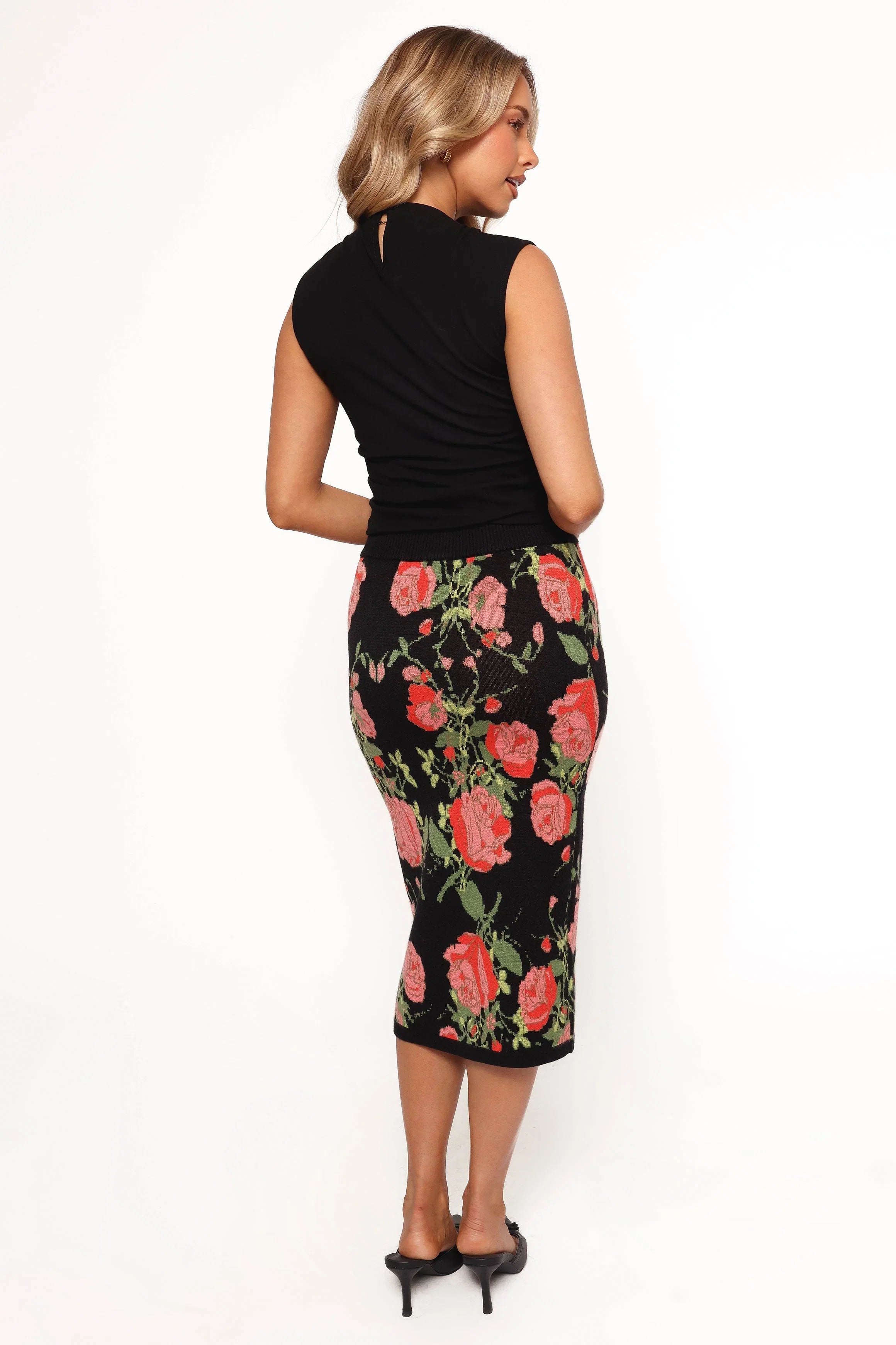 Reeva Knit Skirt Black Floral