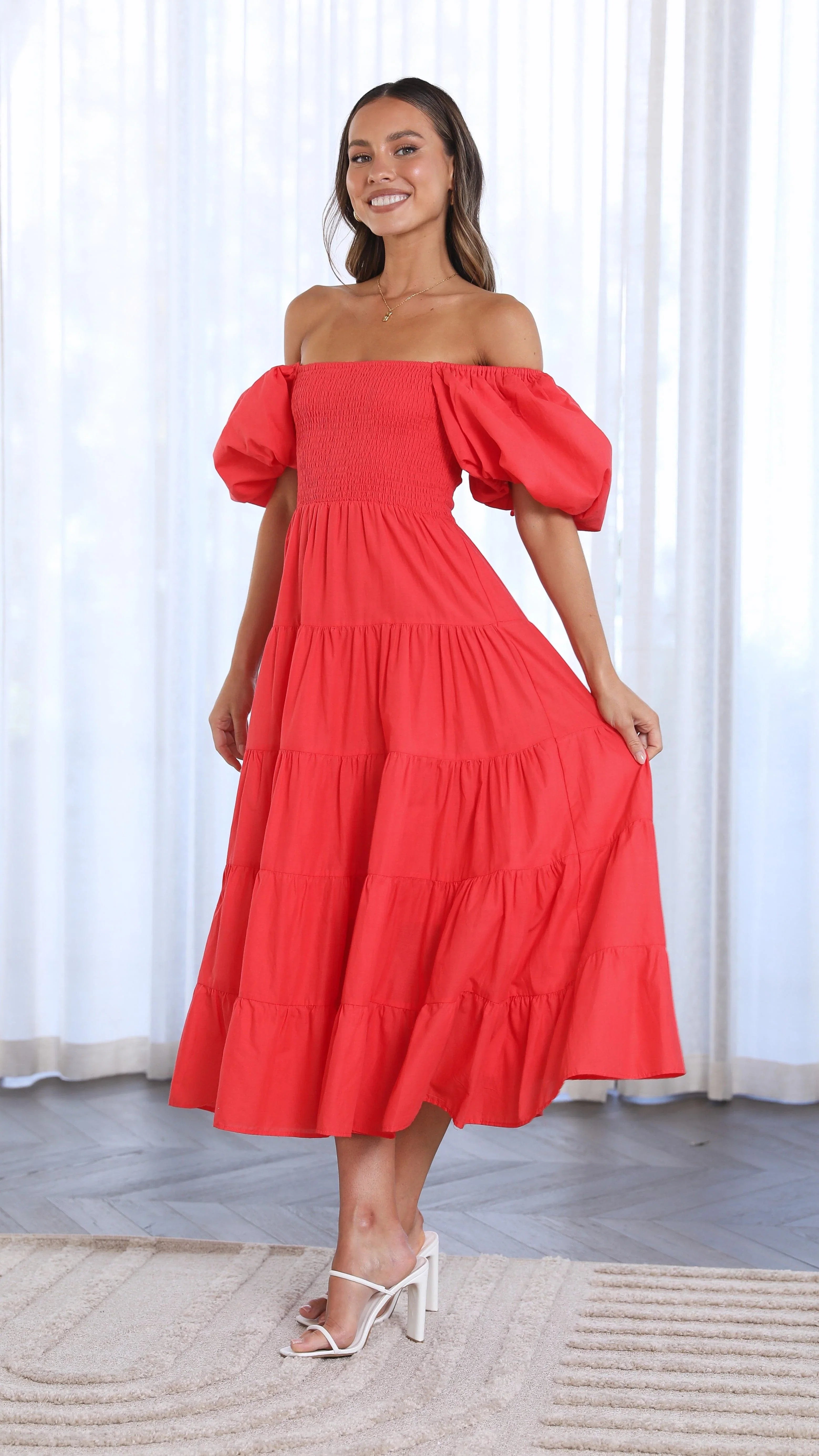 Chyna Midi Dress Red