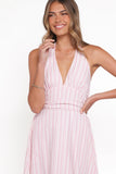 Marie Halterneck Maxi Dress Pink Stripe