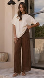 Zavier Oversized T Shirt and Polka Dot Pants Set Beige Chocolate