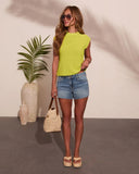Soft Gatherings Ribbed Knit Sleeveless Sweater