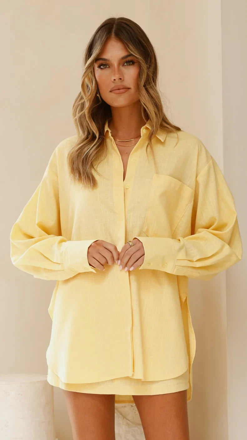 Charla Button Up Top Yellow