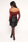 Raya Off Shoulder Top Merlot