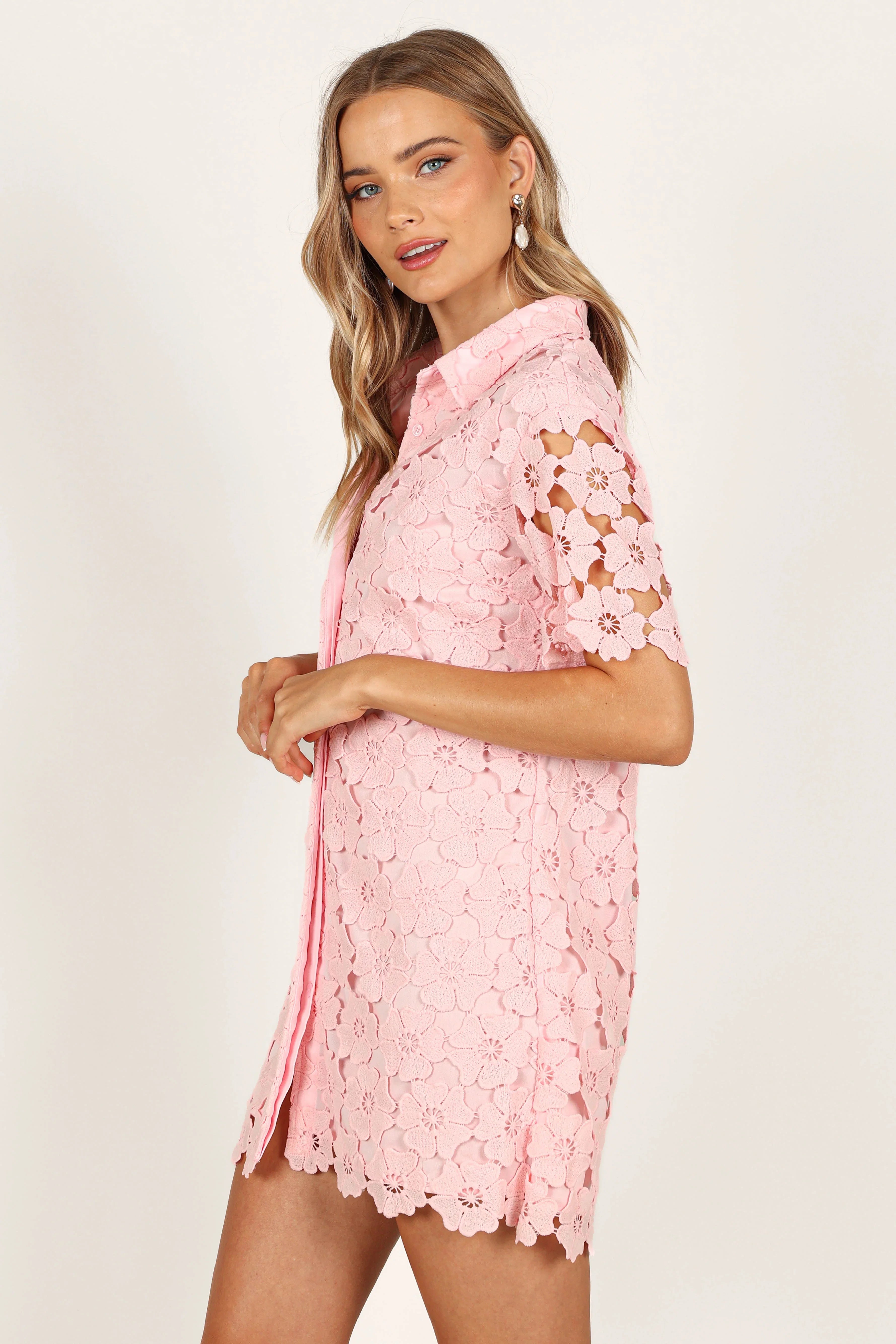 Tallie Button Up Mini Dress Pink