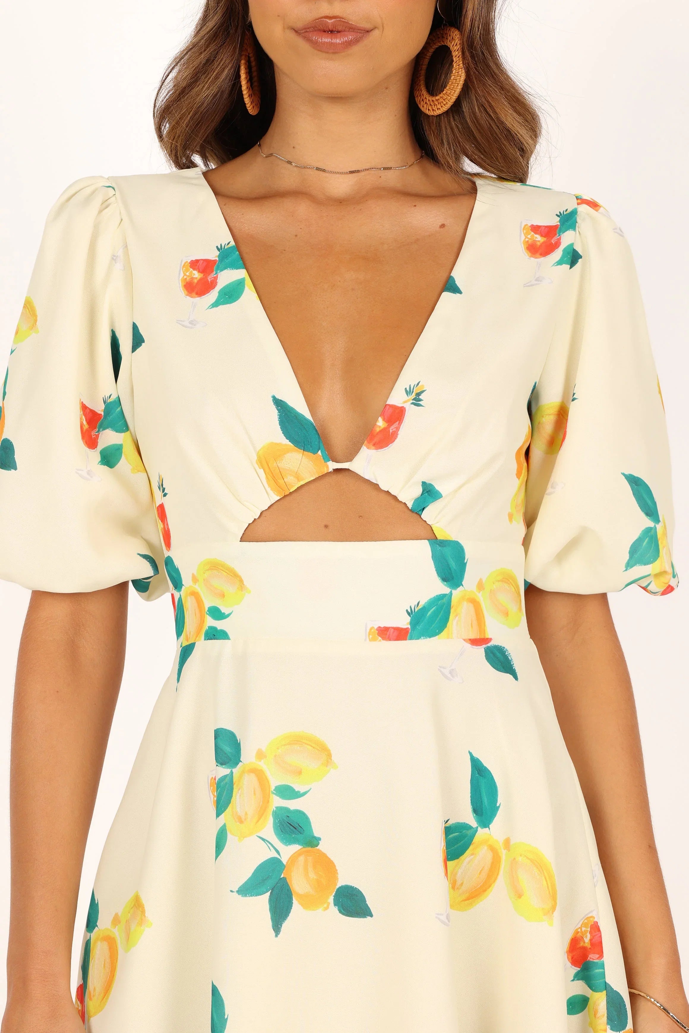 Mikaela Mini Dress Lemon Print