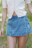 Evanna Denim Skort Embroidery Medium Wash
