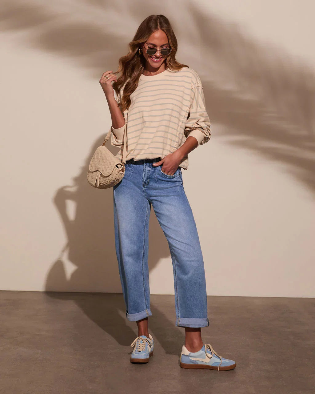 Classic Feel Striped Oversized Sweatshirt