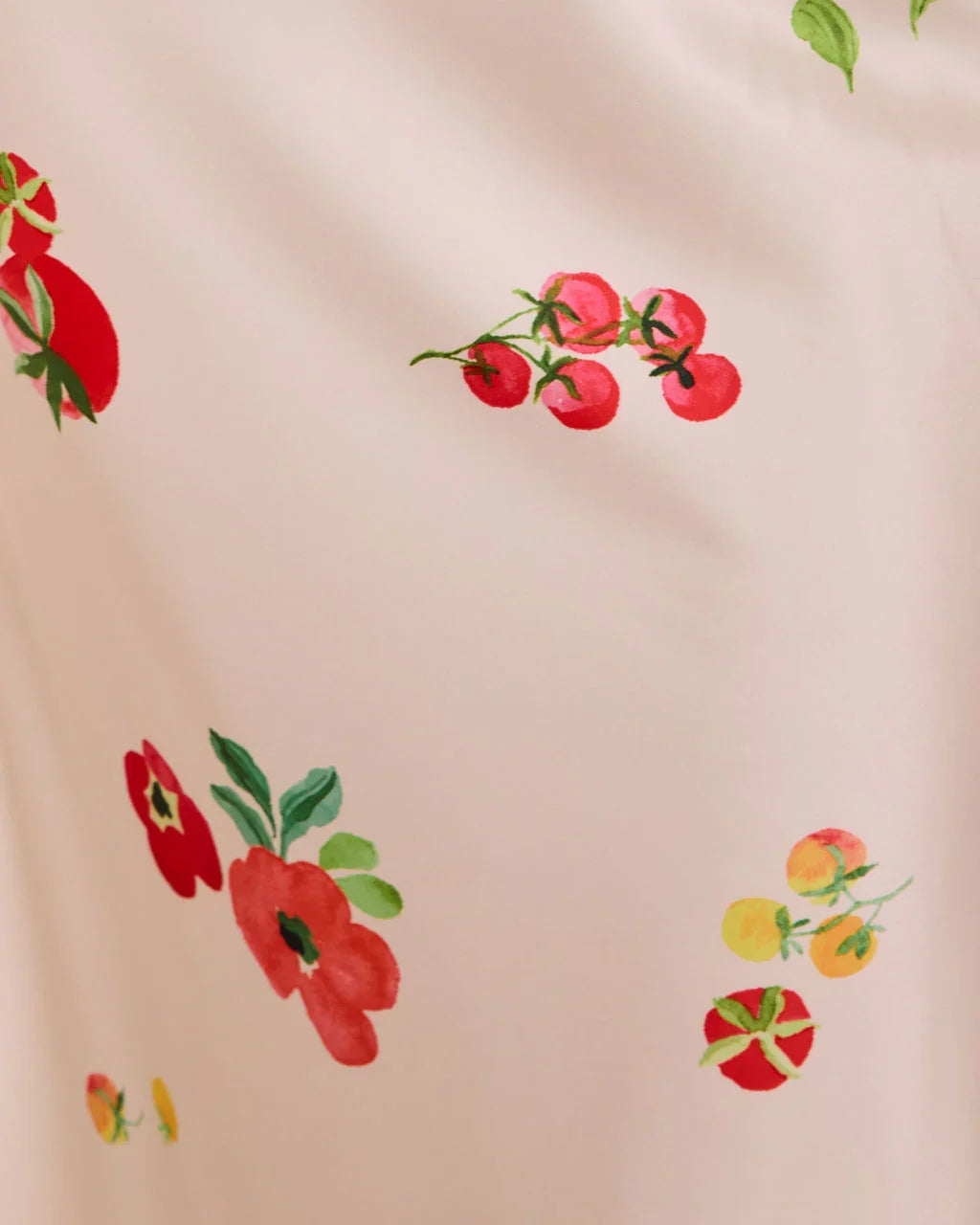Soft Stem Fruit Floral Satin Maxi Skirt