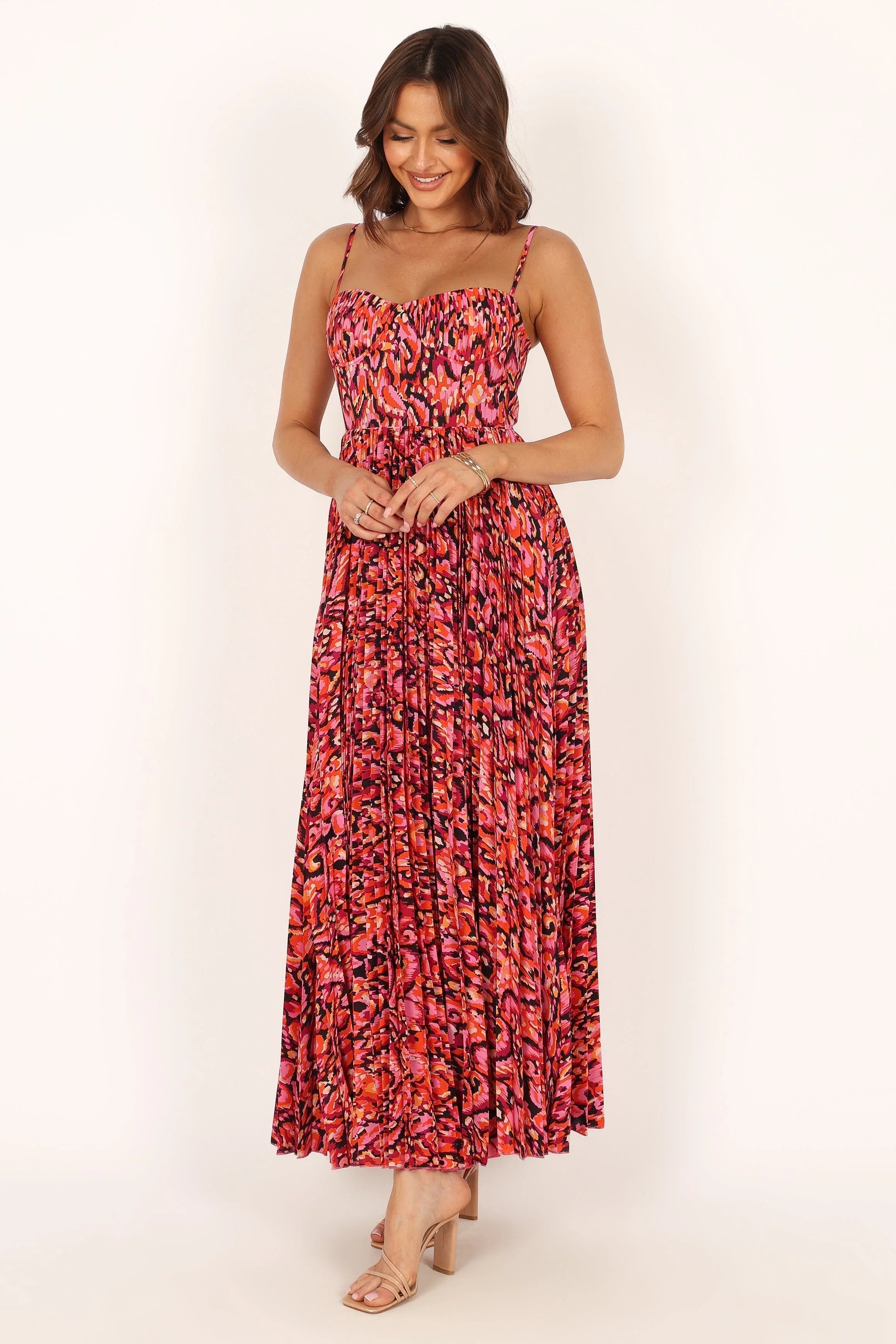 Achanti Pleated Maxi Dress Pink Multi