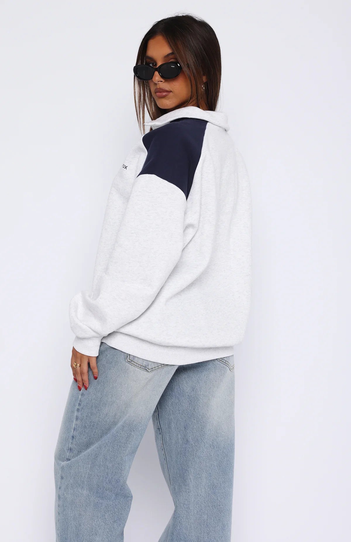 Its A Bad Idea Zip Front Sweater Grey