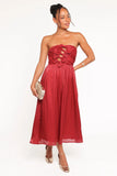 Mila Strapless Midi Dress Red