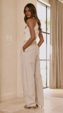 Audrey Pinstripe Tapered Pant Stone