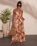 Sun Daydream Strapless Floral Print Jumpsuit