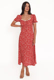 Francine Lace Midi Dress Red Floral