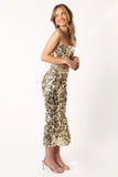 Gabourne Strapless Midi Dress Gold Sequin