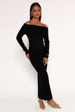 Archie Off the Shoulder Midi Dress Black