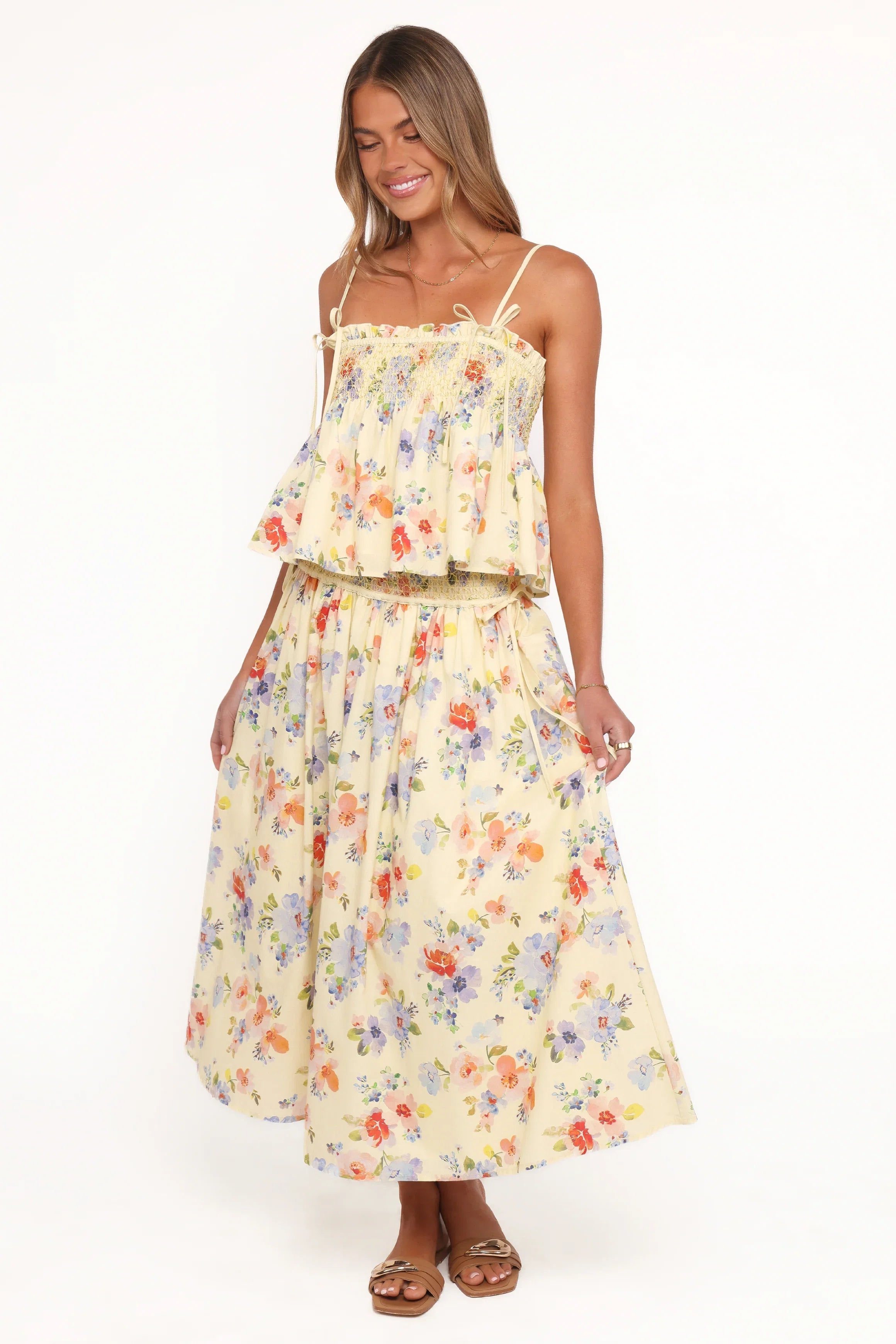 Cosima Baby Doll Top Yellow Floral