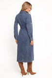 Ballina Long Sleeve Midi Dress Blue Denim