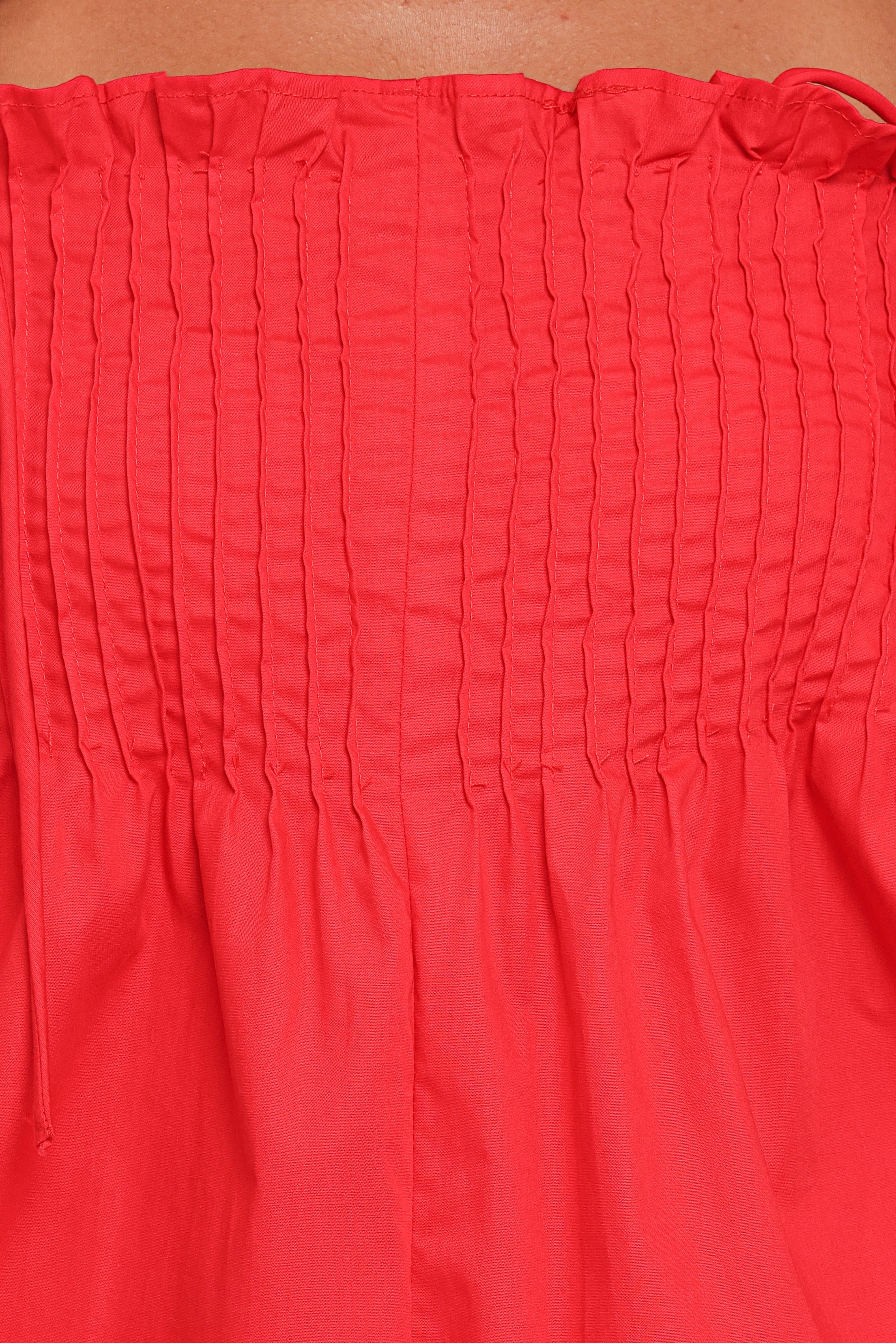 Liora Pleated Romper Red