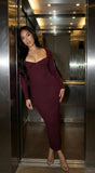 Noirelle Ribbed Midi Dress Burgundy Red