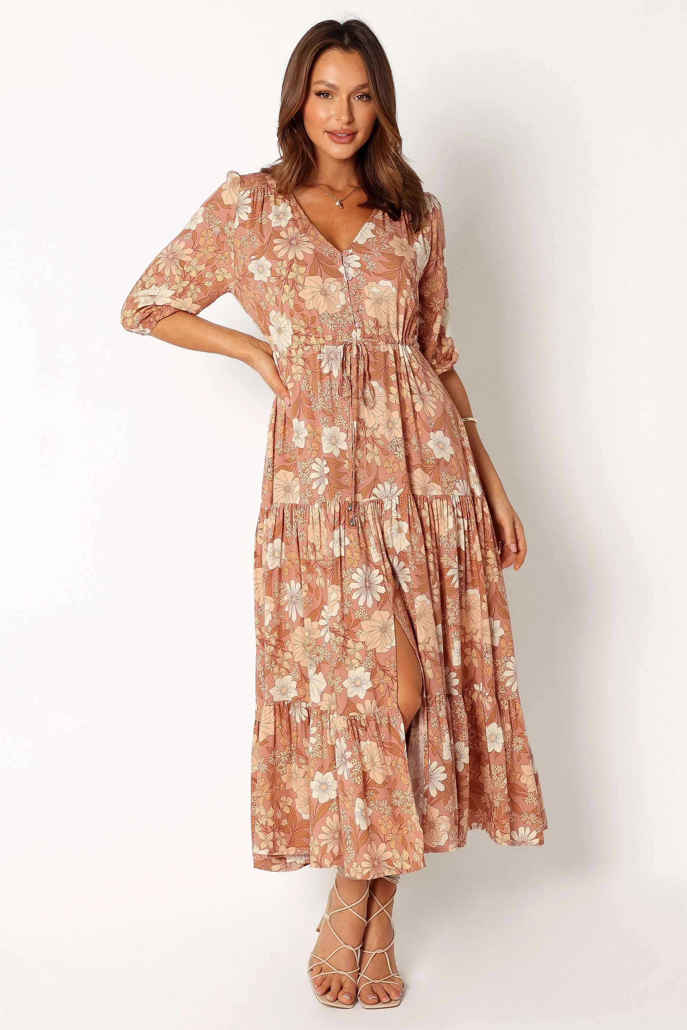 Kelda Dress Tan Floral