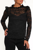 Lettie Lace Ruffle Top Black
