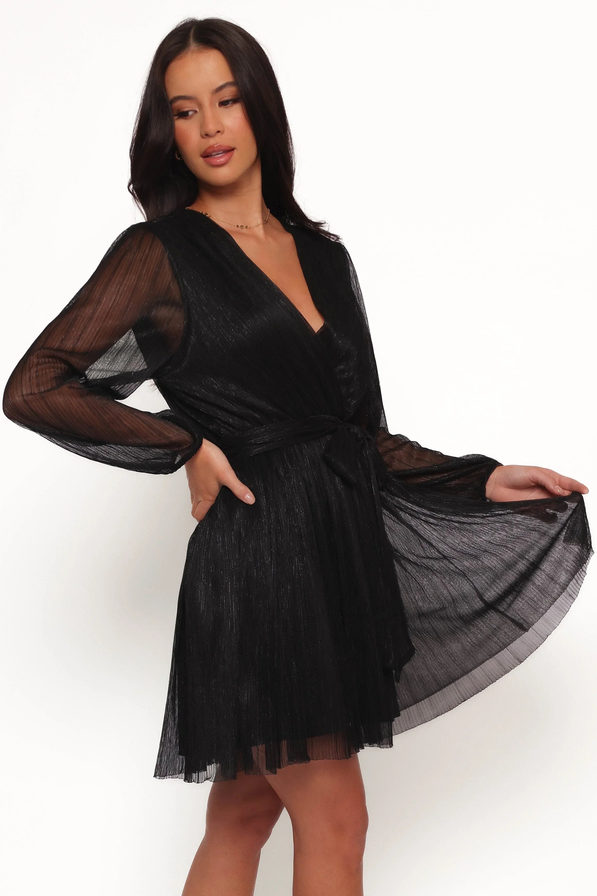 Zhara Long Sleeve Mini Dress Black