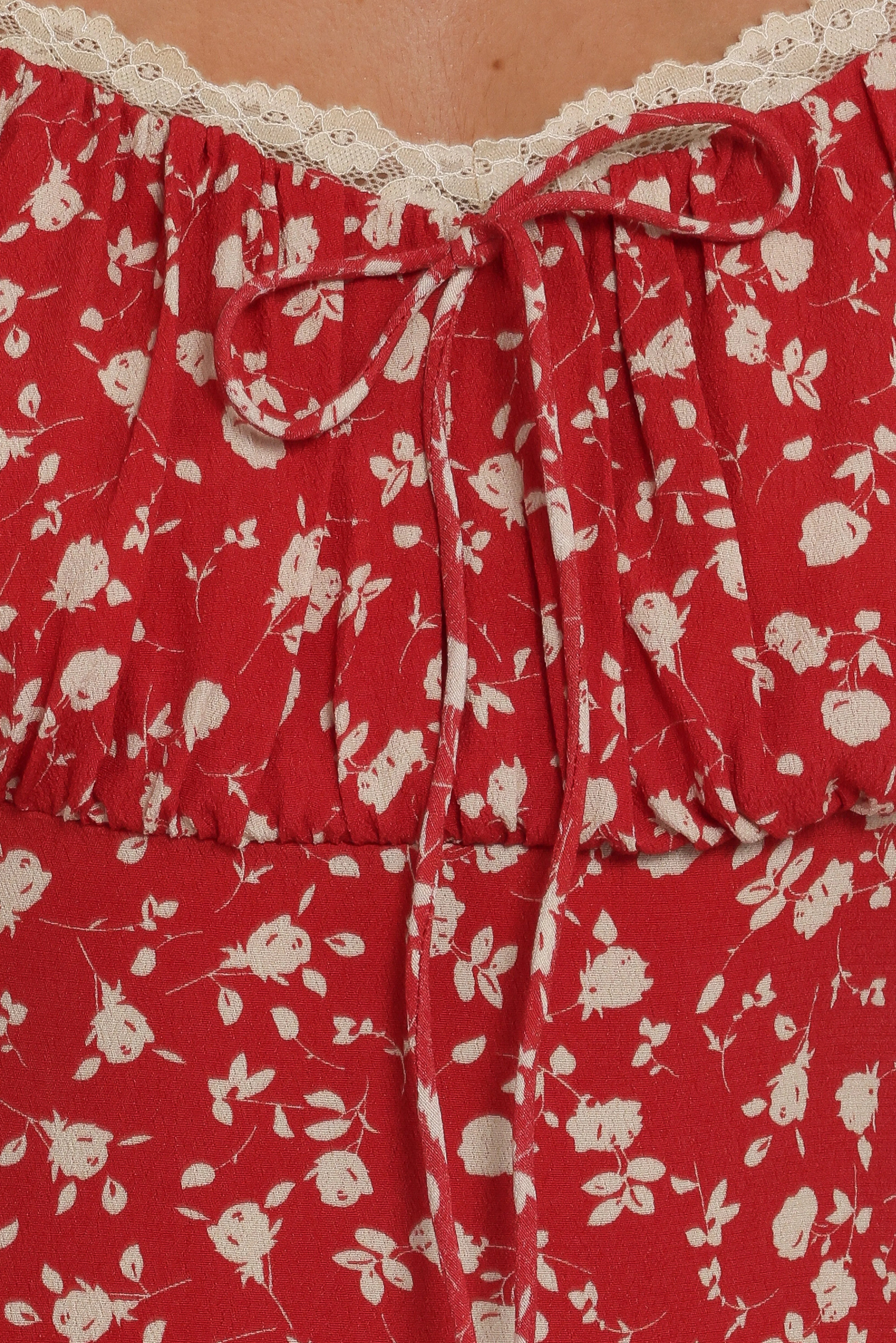 Francine Lace Midi Dress Red Floral