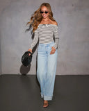 Laylia Stretch Distressed Wide Leg Jeans