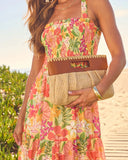 Coastal Canvas Woven Straw Clutch