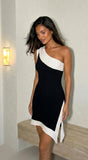 Cannes Contour Arc Knit Contrast Mini Dress Black