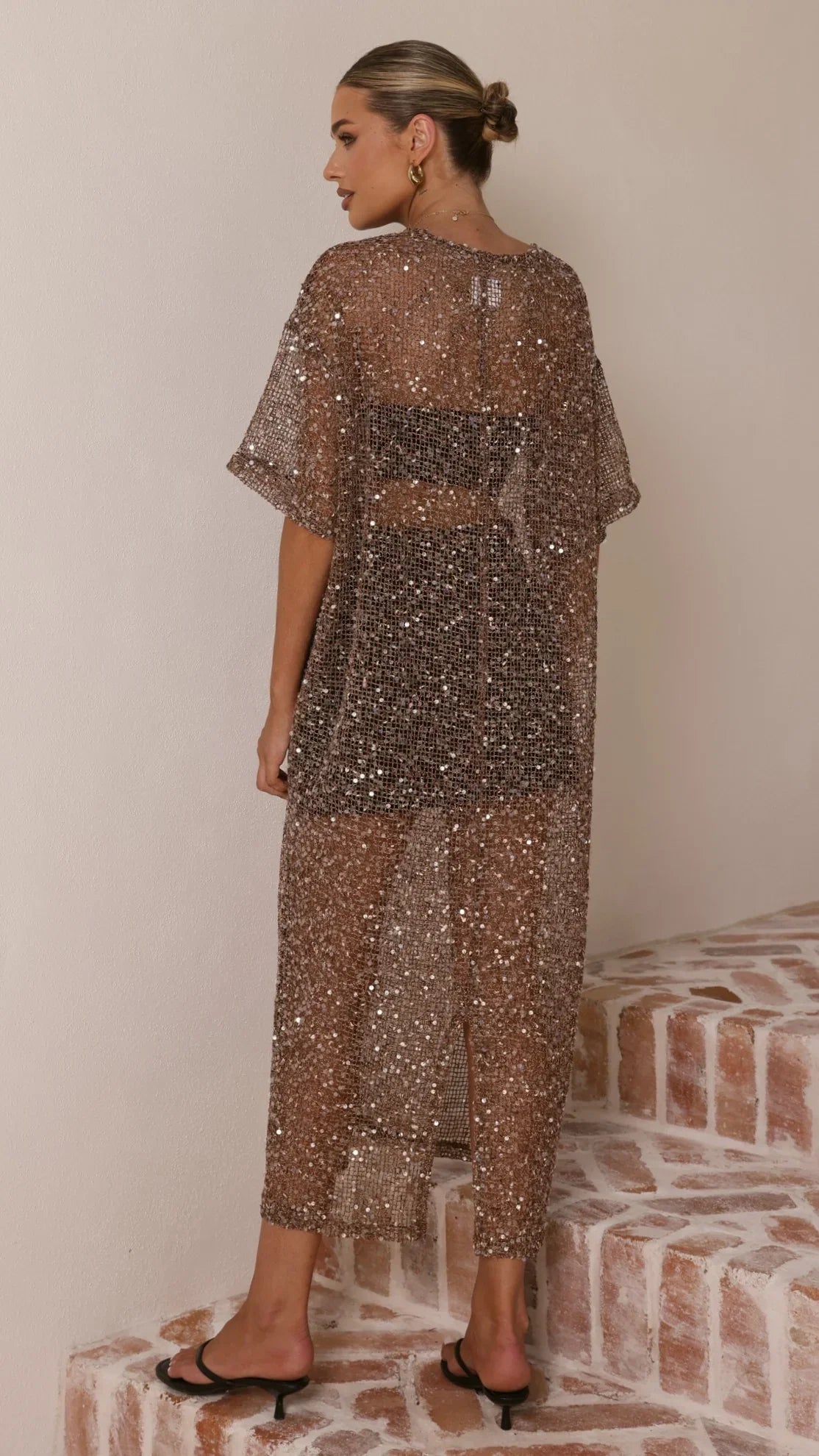 Zinnia Sequins Maxi Dress Mocha