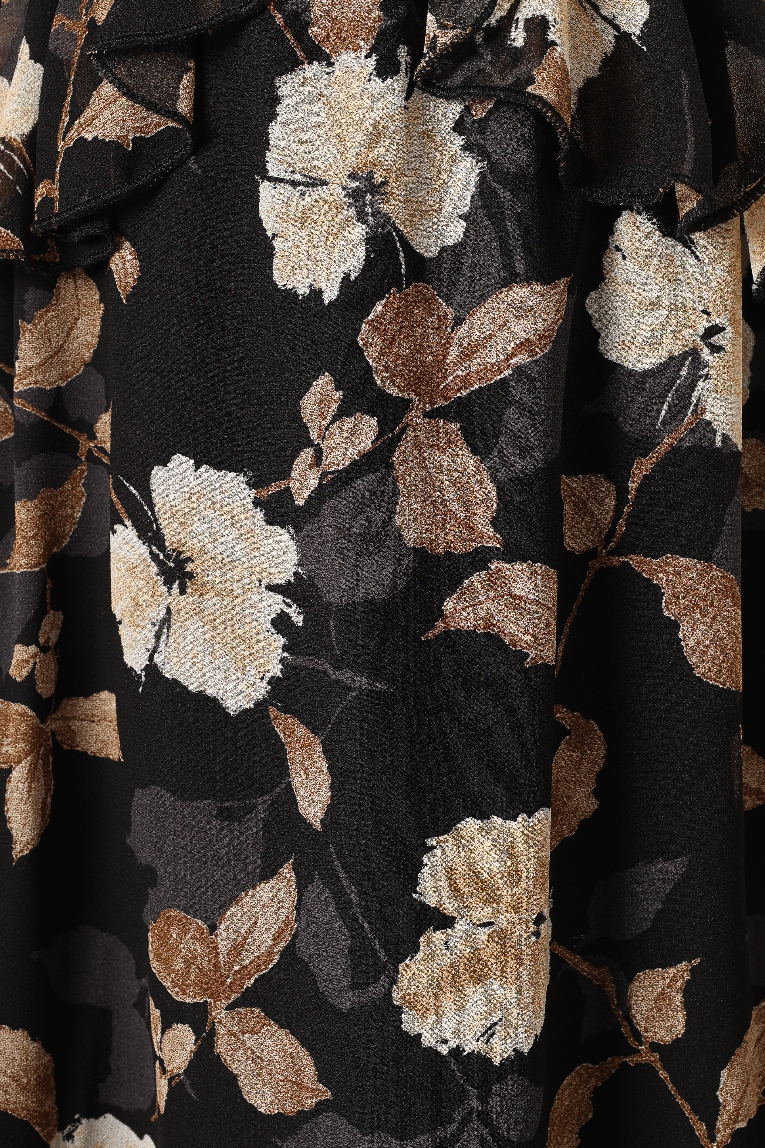 Lucah Frill Shoulder Maxi Dress Black Floral