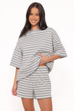 Hellen Stripe Short Set Blue Cream Stripe